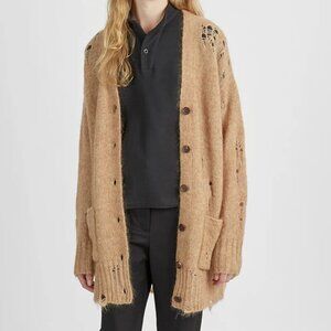R13 Long Cardigan Mohair Wool Oversized Sweater Camel Brown Soft NEW